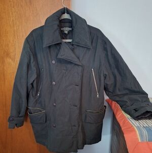 The J. Peterman Company Vintage Men's Black 100%Silk Puffer Peacoat Size S